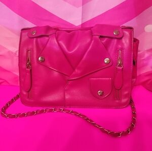Hot pink leather jacket Purse